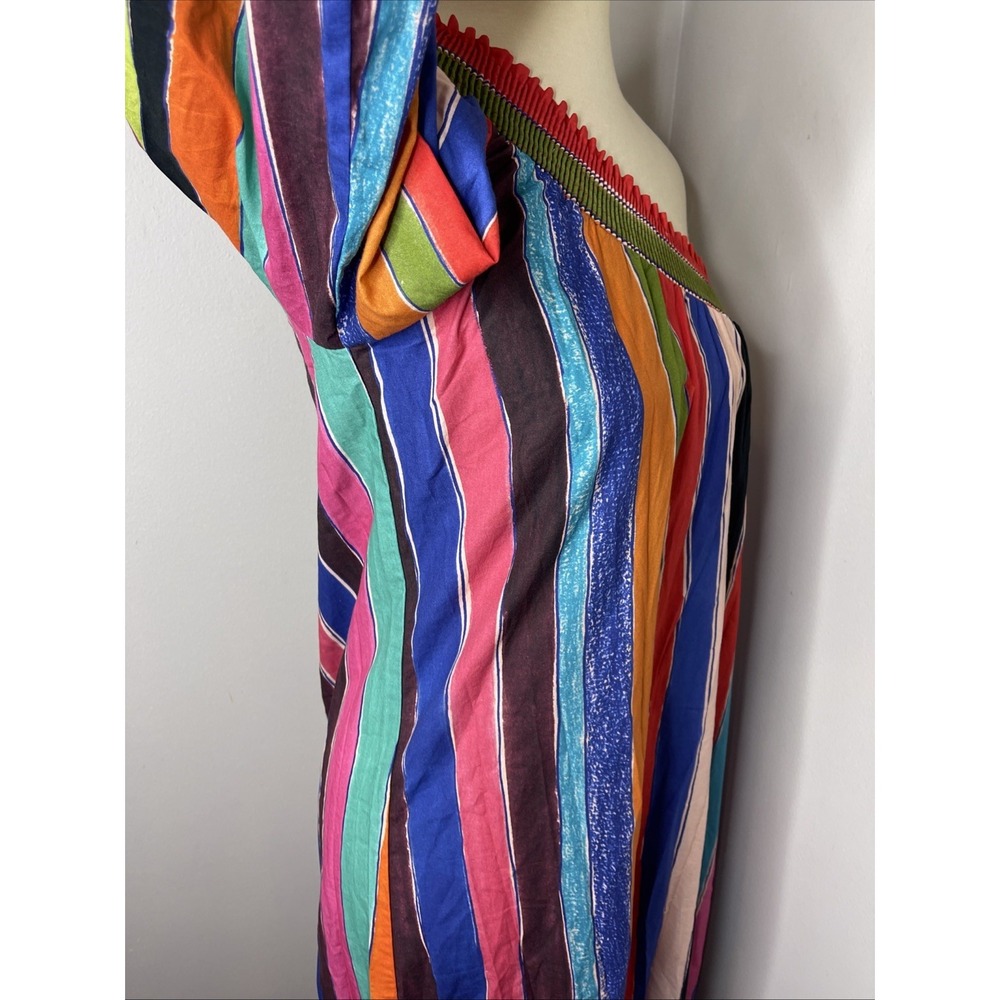 Farm Rio One Shoulder Multi-color Stripe Maxi Dress Medium M - Picture 5 of 9
